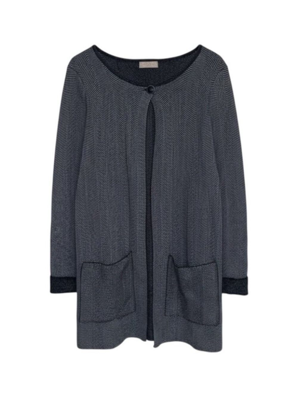 Benedetta B. Cashmere Wool Long Cardigan Women’s‎ Size Medium Grey Chevron Knit